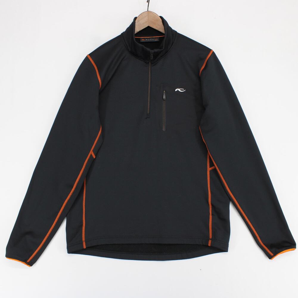 Kjus Hydraulic Half Zip Mens M Black Orange Contrast Stitch Performance Ski
